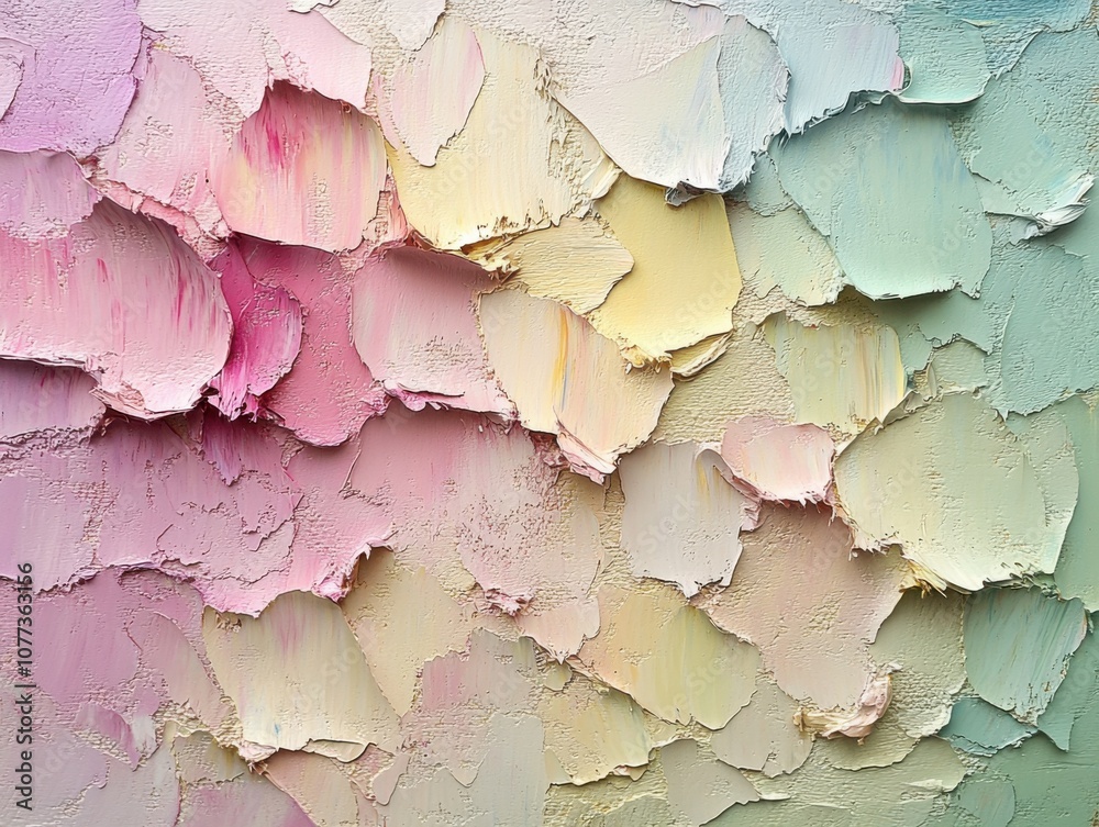 Obraz premium Close up of a colorful paint peeling off of a wall