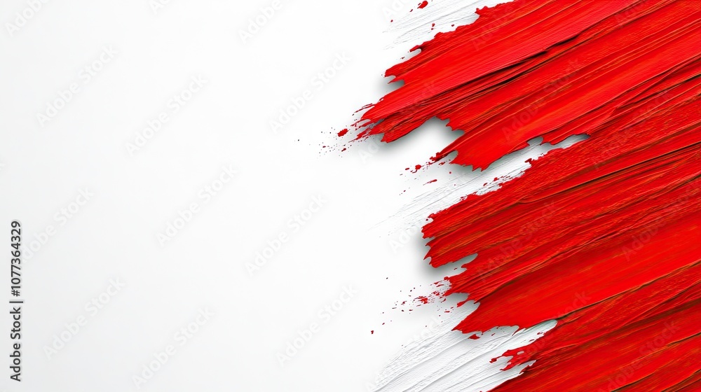 Bold abstract red and white brush strokes create a vibrant canvas of artistic expression illuminated by natural light during the day Bold abstract red and white brush strokes create a vibrant canvas of artistic expression illuminated by natural light during the day