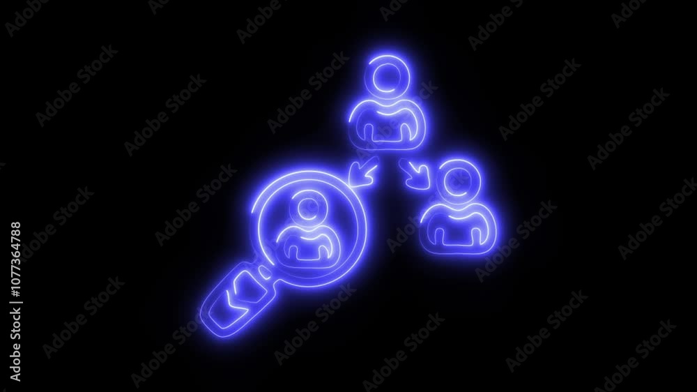 Glowing Job Offer Icon and Symbol in HD Video Neon Animation on Black Background