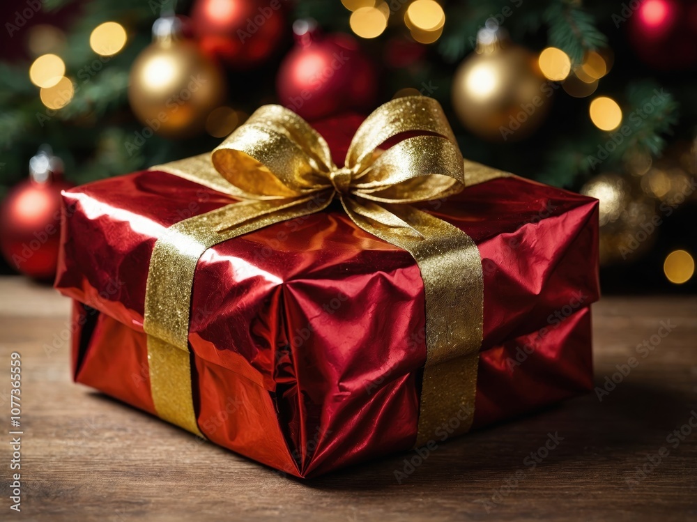 red gift box with golden ribbon red gift box with golden ribbon