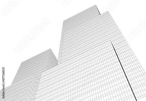 abstract architecture building vector drawing