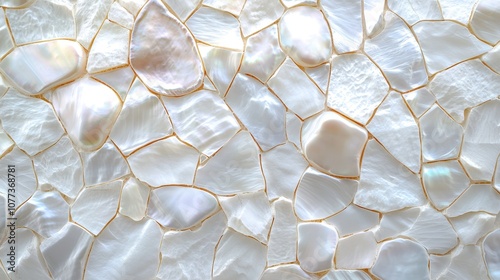 Elegant iridescent mother of pearl mosaic background with natural shell texture