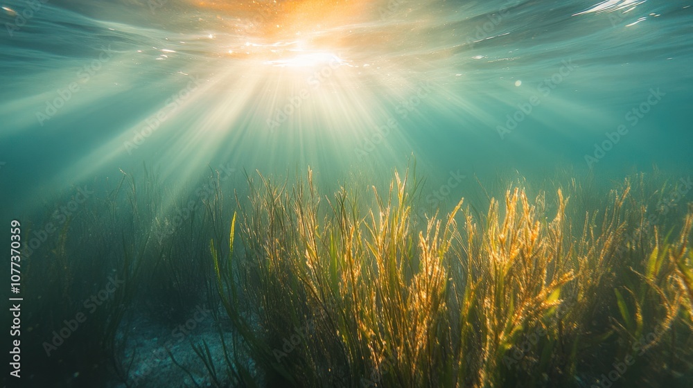 Sunbeams Illuminating Underwater Seagrass Sunbeams Illuminating Underwater Seagrass