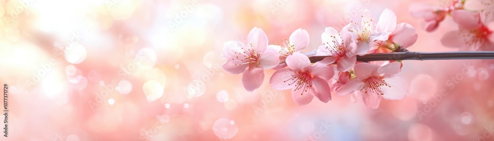 Delicate pink cherry blossoms bloom against a soft, blurred pastel background, perfect for spring-themed designs, invitations, or romantic visuals, evoking feelings of beauty and renewal, Delicate pink cherry blossoms bloom against a soft, blurred pastel background, perfect for spring-themed designs, invitations, or romantic visuals, evoking feelings of beauty and renewal,