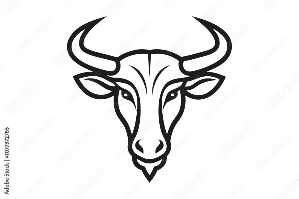 Minimalist Line Drawing of Wildebeest Head Logo - Vector Illustration Minimalist Line Drawing of Wildebeest Head Logo - Vector Illustration