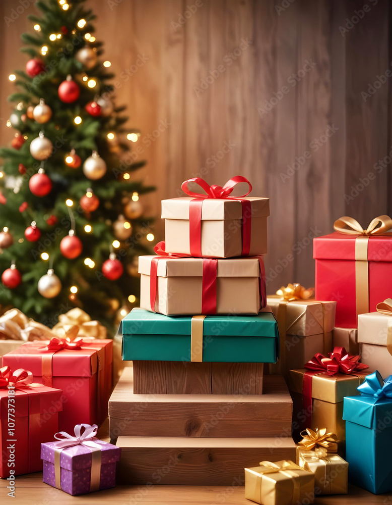Christmas gifts background for product display Christmas gifts background for product display