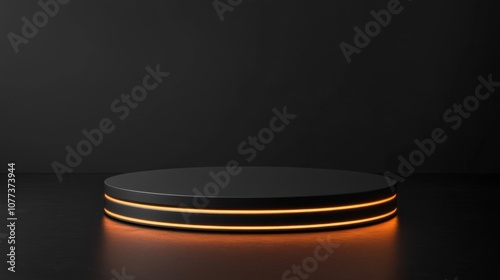 Black Platform with Glowing Orange Lines on Dark Background