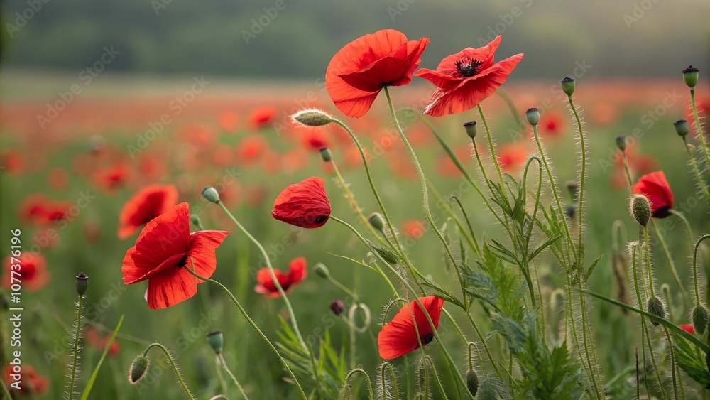 Naklejka premium field of poppies