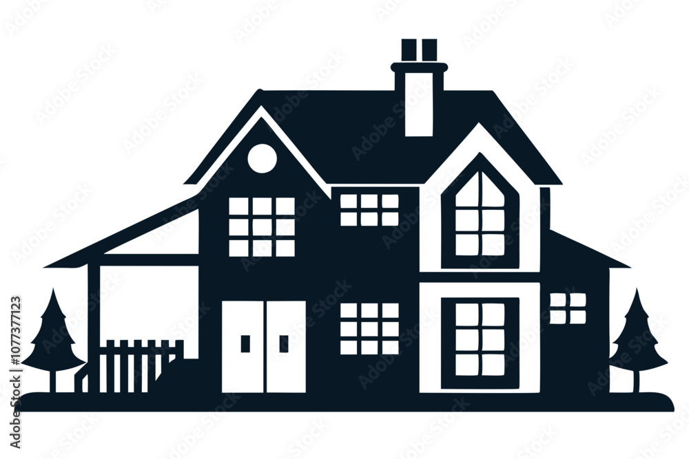Fototapeta premium Elegant Maison Silhouette Vector Illustration Stylish Architectural Design