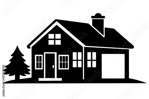 Elegant Maison Silhouette Vector Illustration Stylish Architectural Design