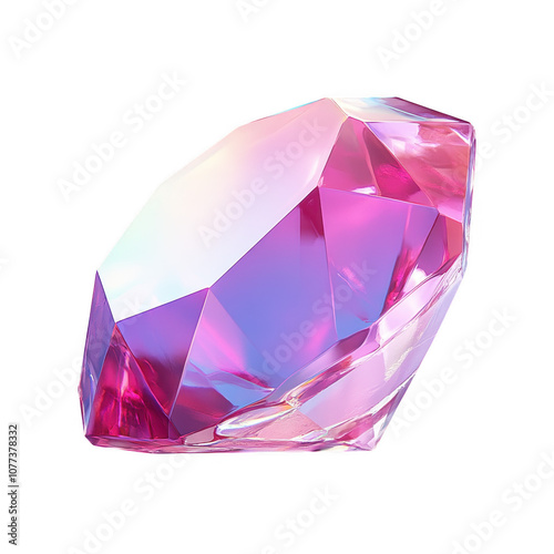 Stunning Faceted Gemstone in Vibrant Shades of Pink and Purple