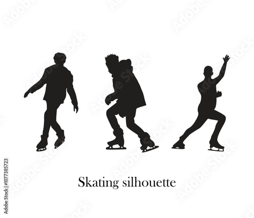 Ice skating silhouette vector bundle 