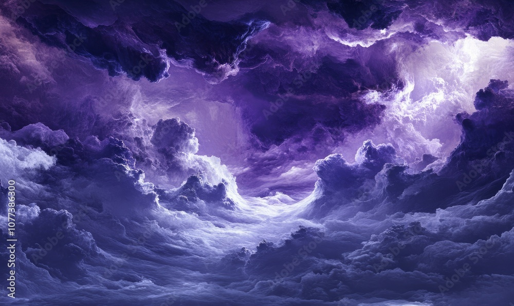 Fototapeta premium Abstract fantasy landscape purple Cumulus clouds aesthetic background