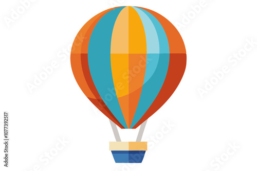 Hot Air Balloon Line Drawing - Colorful and Isolated Icon