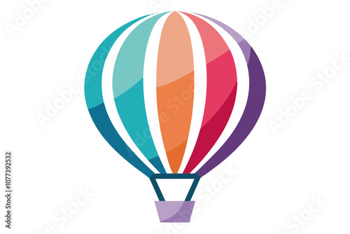 Hot Air Balloon Line Drawing - Colorful and Isolated Icon