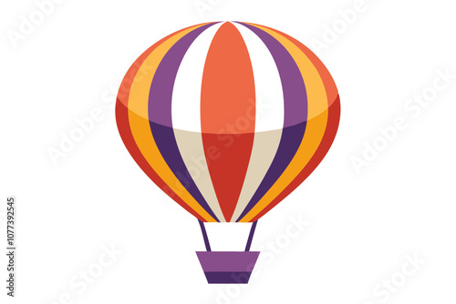 Hot Air Balloon Line Drawing - Colorful and Isolated Icon