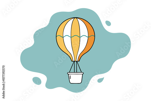 Hot Air Balloon Line Drawing - Colorful and Isolated Icon