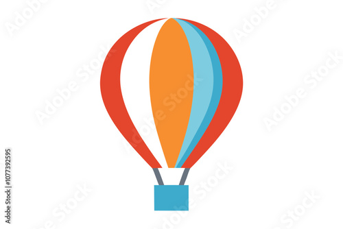 Hot Air Balloon Line Drawing - Colorful and Isolated Icon