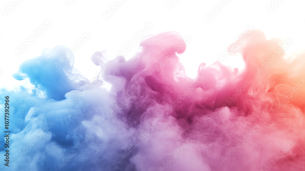 Fototapeta premium Misty smoke with fog effect, ethereal atmosphere, isolated on white background