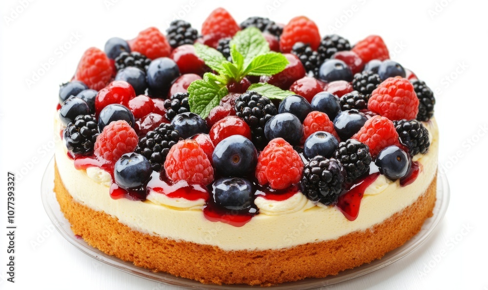 Cake With Berries and Blueberries Cake With Berries and Blueberries