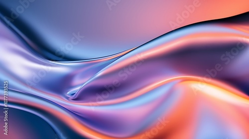 Wallpaper Mural Iridescent Metallic Waves in Purple and Orange Hues Torontodigital.ca