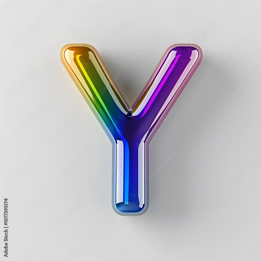 Rainbow Gradient Glossy 3D Letter Y Design Rainbow Gradient Glossy 3D Letter Y Design