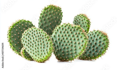 Opuntia cactus isolated on white background. Sabres, fruits of Opuntia ficus-indica. Barbary fig, cactus pear, spineless cactus or prickly pear