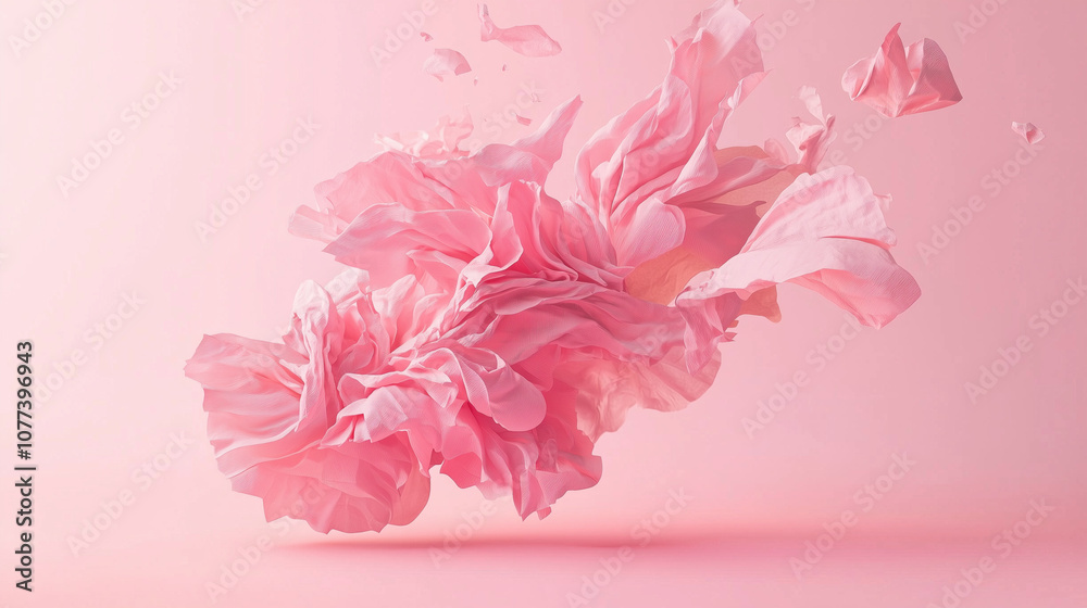 Abstract pink petals floating in the air, creating a dreamy, ethereal effect. Abstract pink petals floating in the air, creating a dreamy, ethereal effect.