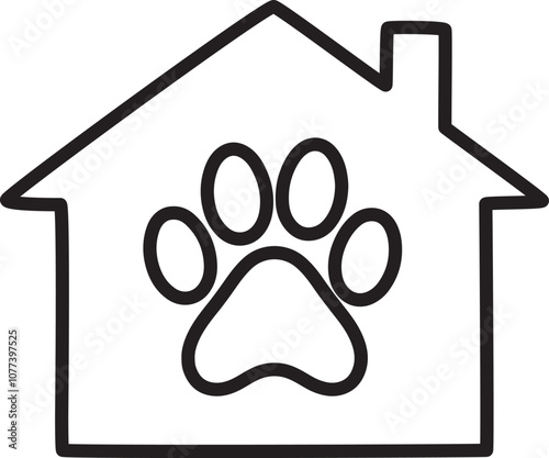 Simple pet shelter icon with minimalistic design for animal care organizations