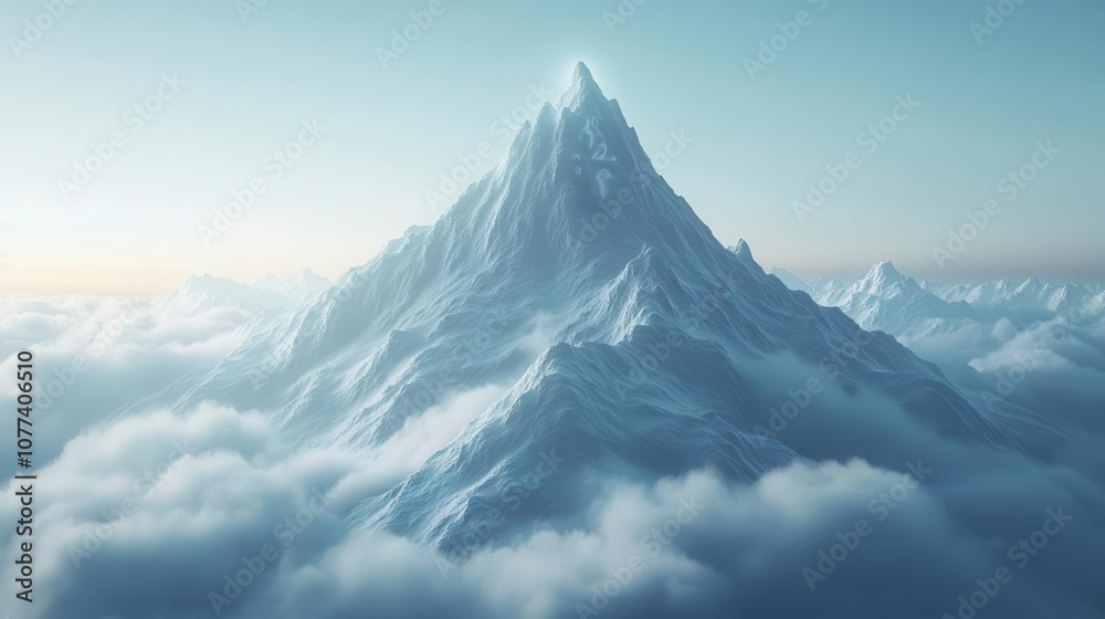 2025 revenue target, mountain peak with numbers, financial goal, 3D illustration 2025 revenue target, mountain peak with numbers, financial goal, 3D illustration
