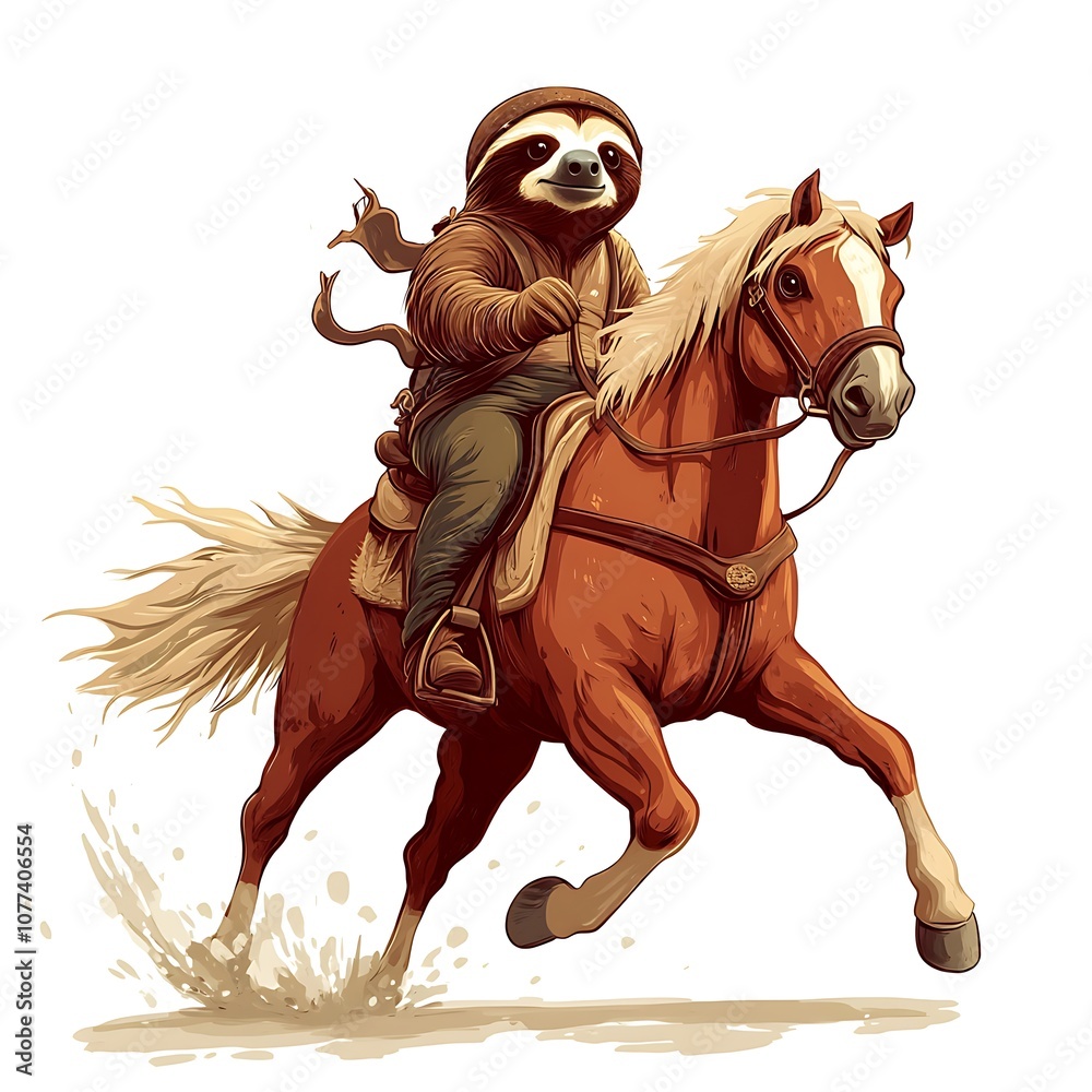 araffe riding a horse with a sloth on it