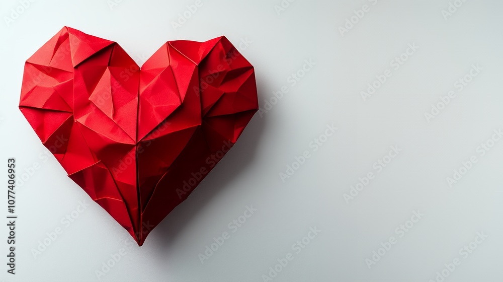 geometric red heart on white background geometric red heart on white background