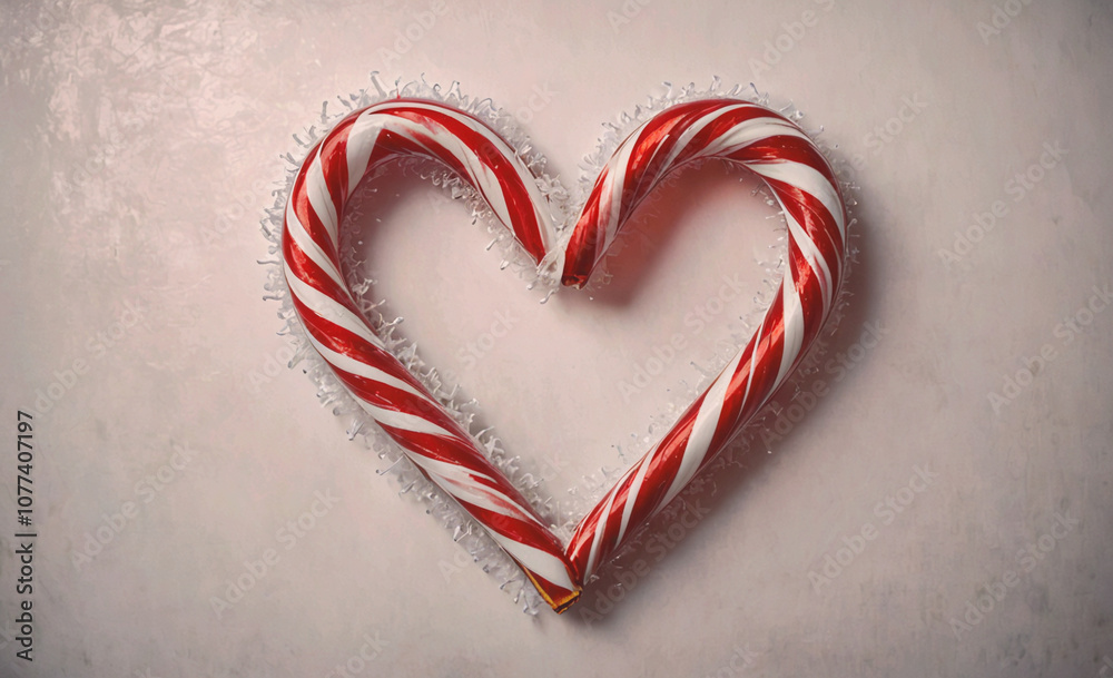 Red and white candy cane shaped like a heart Red and white candy cane shaped like a heart
