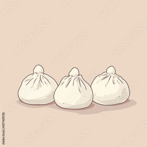 a minimalist illustration of a steamed dumpling