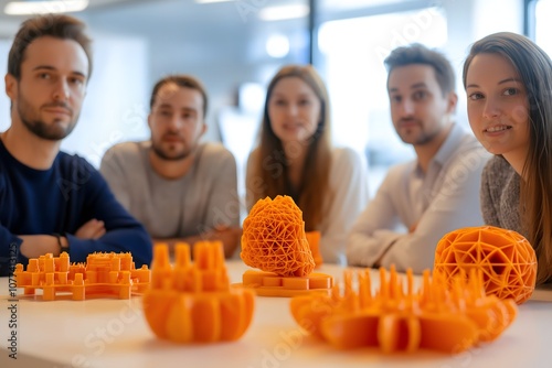 Dynamic Team Collaboration in Modern Workspace with 3D Printed Prototypes and Creative Innovation