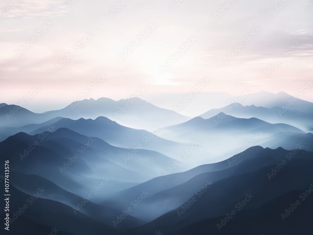 Fototapeta premium Misty Mountain Sunrise Panorama