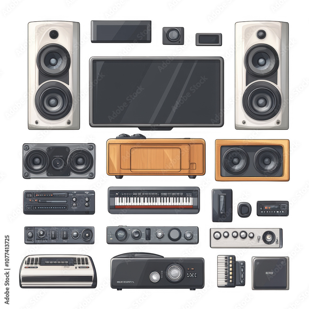 Fototapeta premium Audio Equipment and Electronics Collection
