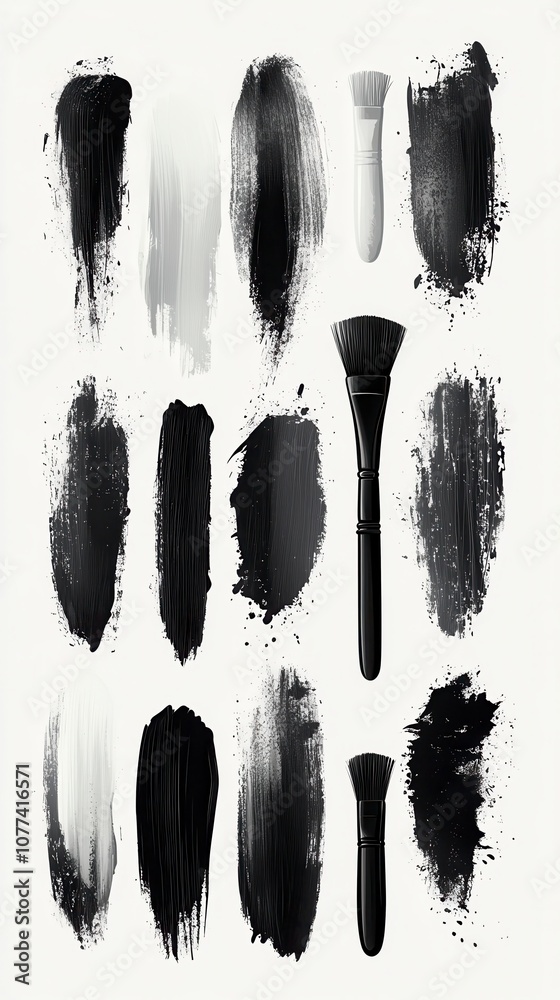 Abstract Black and White Paint Strokes Abstract Black and White Paint Strokes