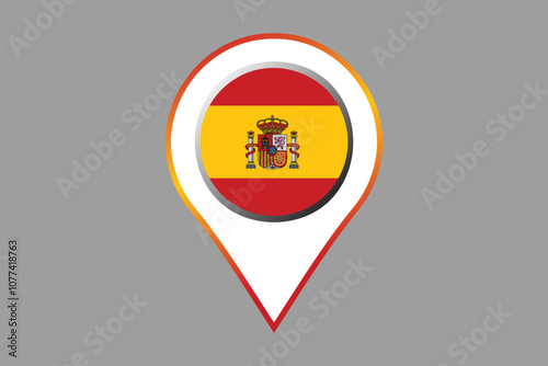 Free Download Spain flag with location sign, Flag of Spain national country symbol illustration Vector, Rectangle Spain flag illustration, Flat vector illustration
 - GFXLoad