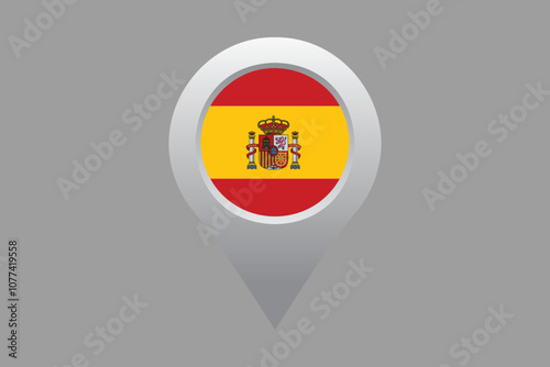 Free Download Spain flag with location sign, Flag of Spain national country symbol illustration Vector, Rectangle Spain flag illustration, Flat vector illustration
 - GFXLoad