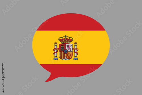 Spain flag with massage sign, Spain flag vector graphic, Spain country flag is a symbol of freedom, National Spain flag, vector illustration
