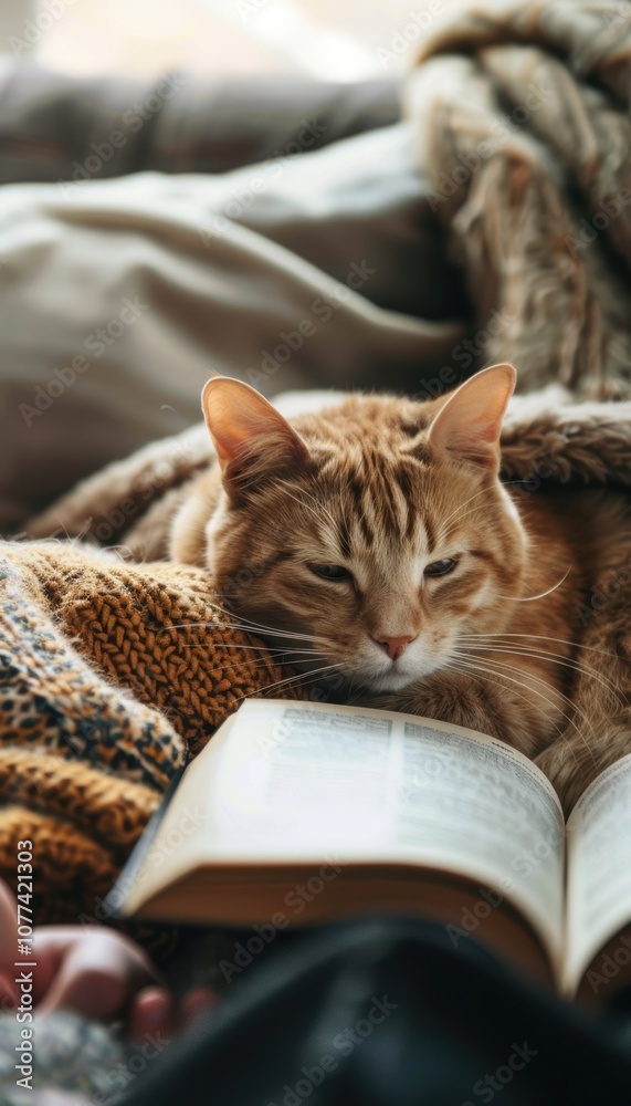 Natural Remedies Study for Pet Allergies with Relaxed Cat Companion in Cozy Setting