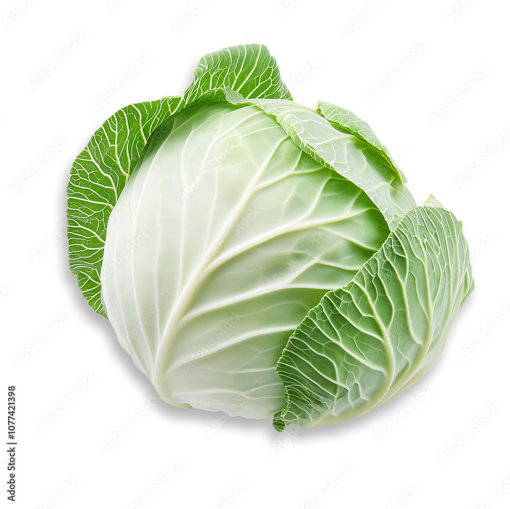 Fototapeta premium Fresh green cabbage isolated transparent background