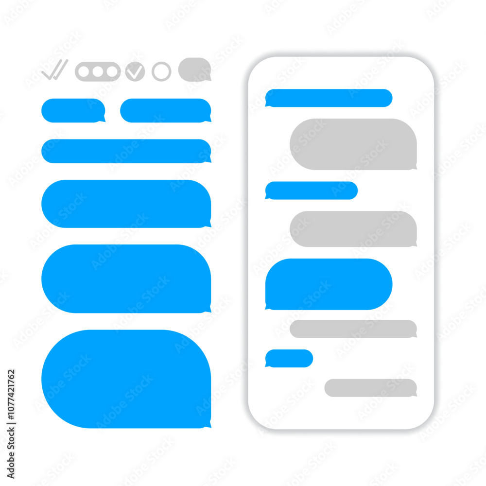 Message bubbles template for chat, chatting in smartphone, send or receive sms on app, chatting sms template bubbles. Message bubbles template for chat, chatting in smartphone, send or receive sms on app, chatting sms template bubbles.