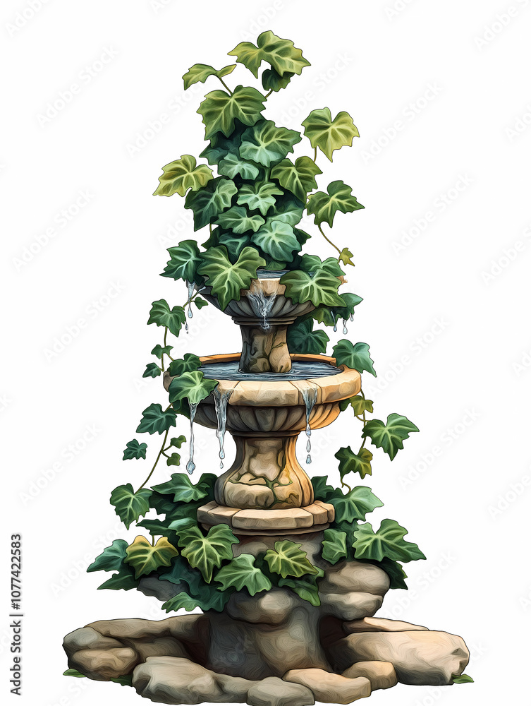 green leaves isolated on white with fountain green leaves isolated on white with fountain