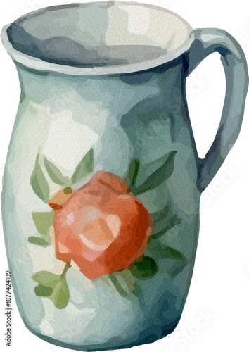 Vintage Floral Ceramic Mugs Watercolor Collection