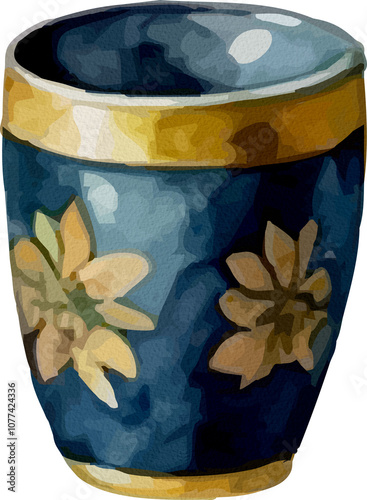 Vintage Floral Ceramic Mugs Watercolor Collection