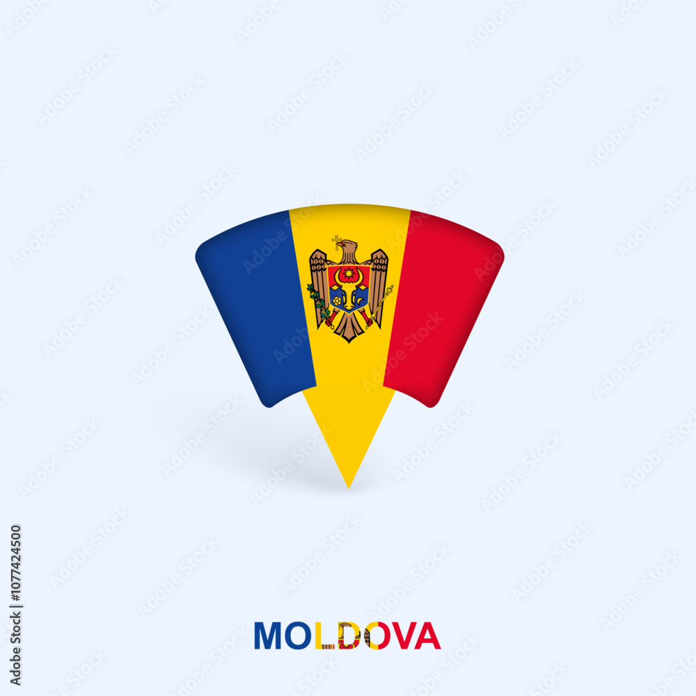 Obraz premium Moldova Flag Map Pointer Design with Shadow.