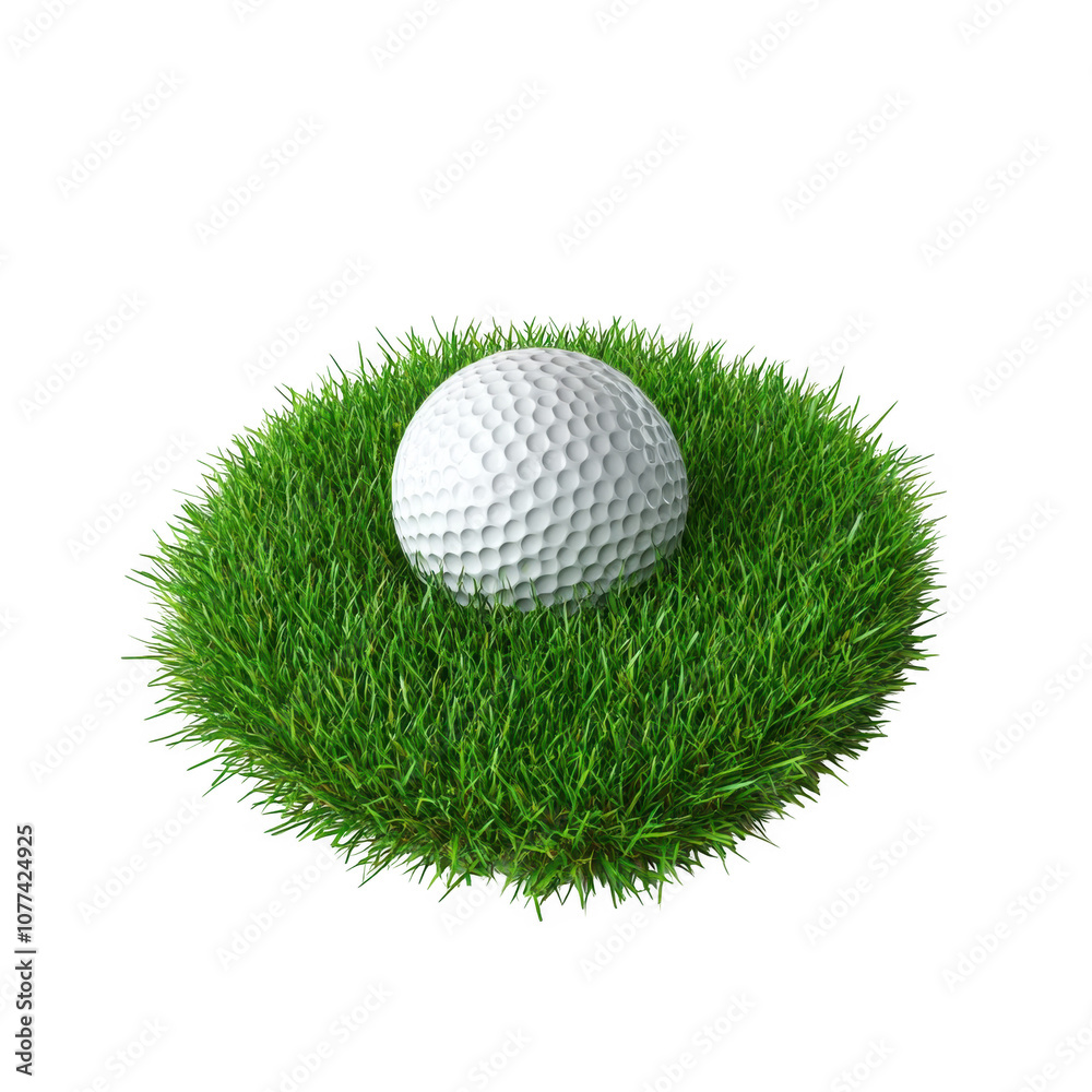 Pristine Golf Ball Nestled in Lush Grass Pristine Golf Ball Nestled in Lush Grass