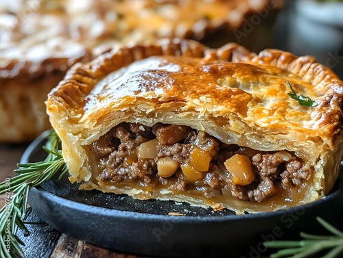 Savory meat pie with gravy